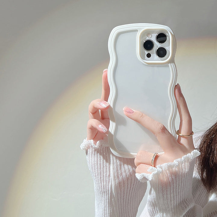 Wave Border Mobile Phone Case Solid Color Simple Candy Color - ZEYTONCART