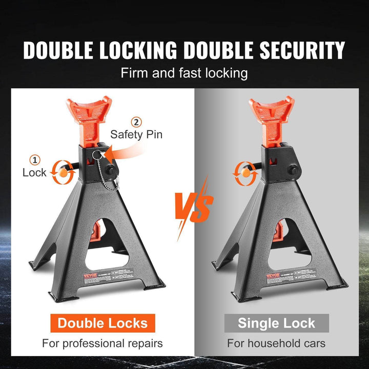 VEVOR Jack Stands, 6 Ton  13,000 Lbs Capacity Car Jack Stands Double Locking, 14.2 -23 Inch Adjustable Height, For Lifting SUV, Pickup Truck, Car And UTV ATV, Red, 1 Pair - ZEYTONCART