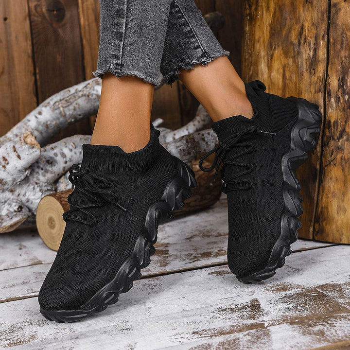 Lace-up Sneakers Lightweight Breathable Mesh Shoes Slip-on Running Walking Shoes For Women - ZEYTONCART