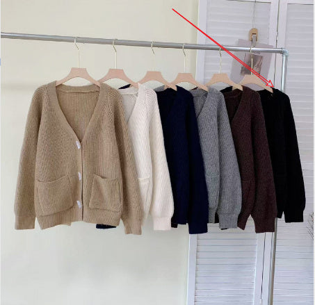 Winter New Horn Button Loose Sweater Coat - ZEYTONCART