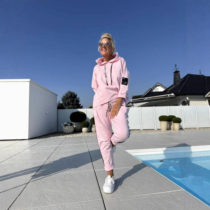 Round Neck Long Sleeve Braiding Stitching Trousers Suit - ZEYTONCART