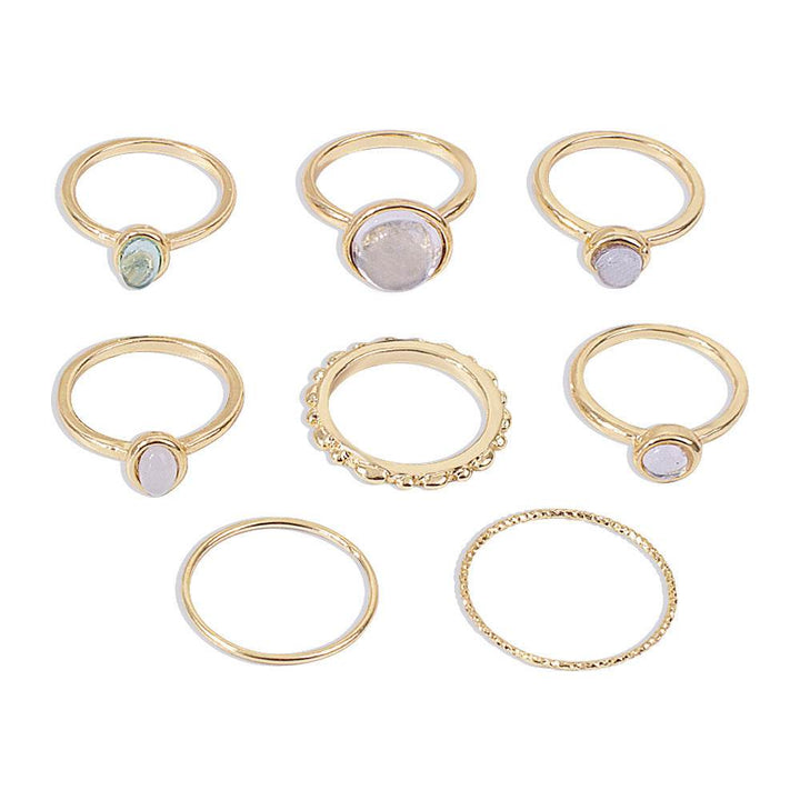 Colorful Stone Metalic Finger Rings Joint Combination Rings For Women Girl Rings - ZEYTONCART
