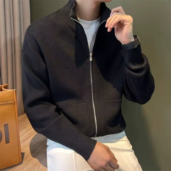 Versatile Zipper Cardigan Men's Knitted Shirt Autumn And Winter British Slim-fitting Sweater - ZEYTONCART