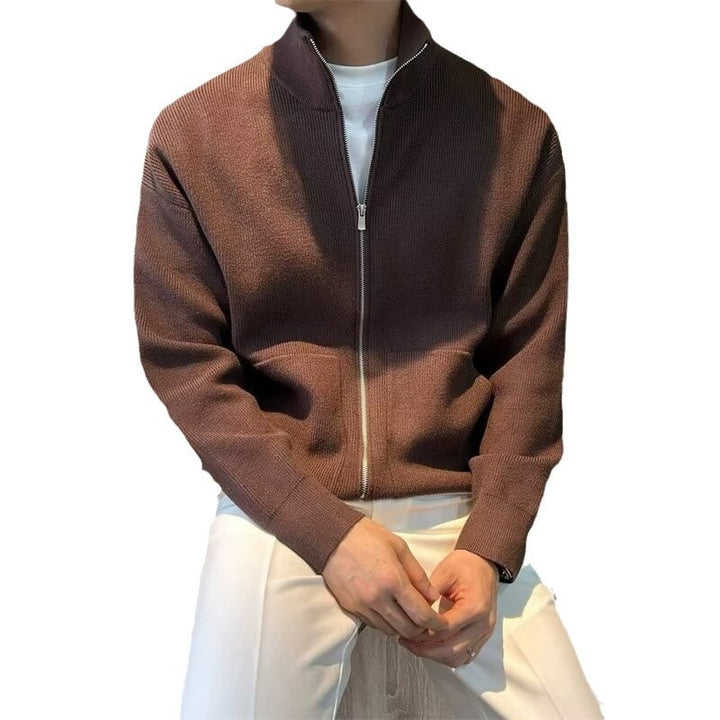 Versatile Zipper Cardigan Men's Knitted Shirt Autumn And Winter British Slim-fitting Sweater - ZEYTONCART