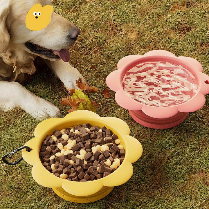 Dog Collapsible Bowl Folding Silicone Pet Travel Bowls Food Water Feeding BPA Free Foldable Cup Dish With Carabiner - ZEYTONCART