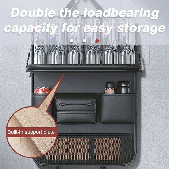 Car Seat Storage Bag Auto Back Seat Back Organizer With Foldable Table Tray PU Leather Tablet Holder Tissue Box Car Accessories - ZEYTONCART