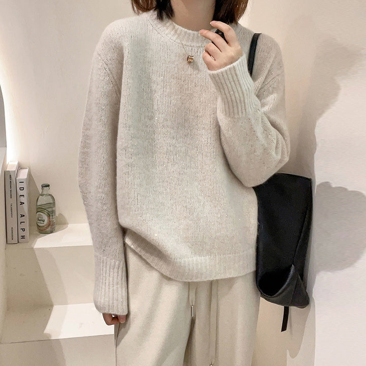 Soft Glutinous Fashion All-match Round Neck Long Sleeve Autumn And Winter - ZEYTONCART
