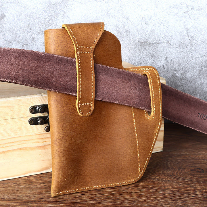 Men's Retro Leather Phone Hanging Belt Bag - ZEYTONCART