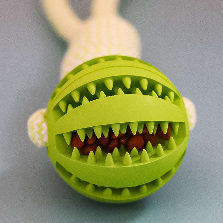 Dog Toys Treat Balls Interactive Hemp Rope Rubber Leaking Balls For Small Dogs Chewing Bite Resistant Toys Pet Tooth Cleaning Bite Resistant Toy Ball For Pet Dogs Puppy - ZEYTONCART