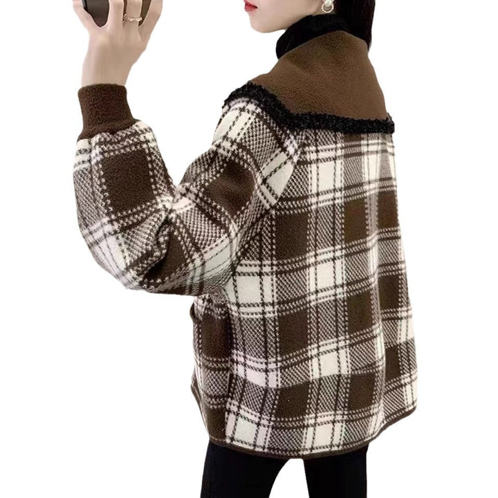 Autumn And Winter Imitation Double-faced Woolen Goods Plaid Sweater - ZEYTONCART