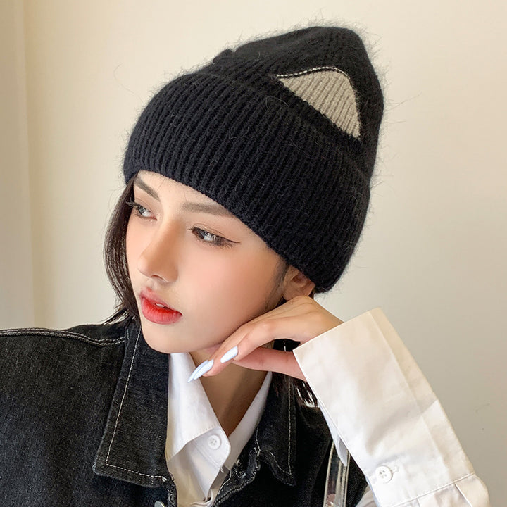 Cat Ears Woolen Knitted Hat Women's Spring And Autumn Winter Korean Style - ZEYTONCART