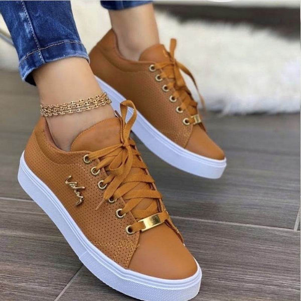 Women Flat Sneakers Breathable Lace-up Shoes For Girls - ZEYTONCART