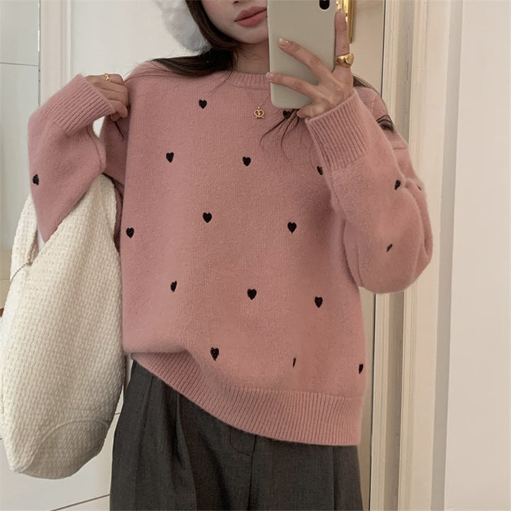 Autumn And Winter Temperament Crew Neck Lovely Loose Soft Glutinous Pullover Sweater For Women - ZEYTONCART