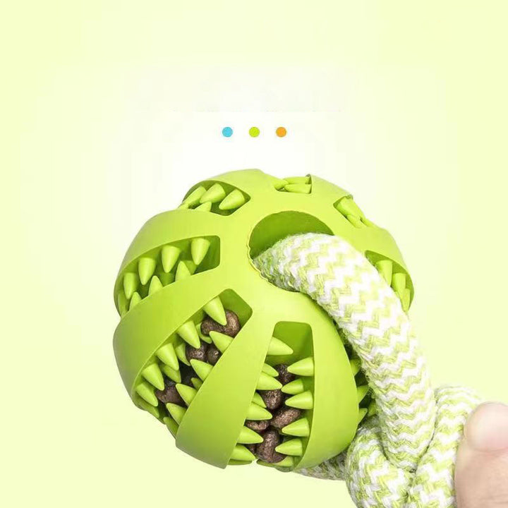 Dog Toys Treat Balls Interactive Hemp Rope Rubber Leaking Balls For Small Dogs Chewing Bite Resistant Toys Pet Tooth Cleaning Bite Resistant Toy Ball For Pet Dogs Puppy - ZEYTONCART