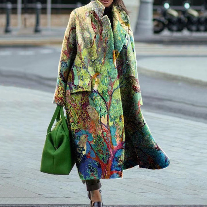 Women's Color Matching Plaid Long-sleeved Coat - ZEYTONCART