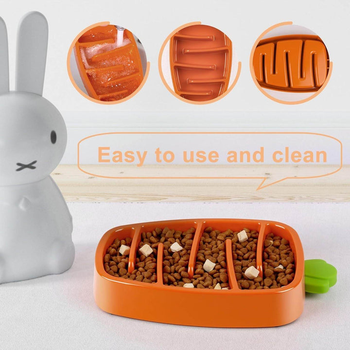 Slow Feeder Dog Bowl, Dog Food Bowl For Small & Medium-Sized Dogs, Carrot Design Dog Bowls,Non-Slip Dog Slow Feeder Bowls, Pet Slow Feeder Bowl For Dry Wet Food - ZEYTONCART