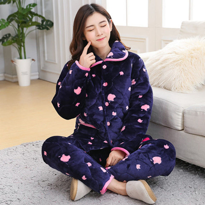 Women's Pajamas Winter Thickened Three Layers In Winter - ZEYTONCART