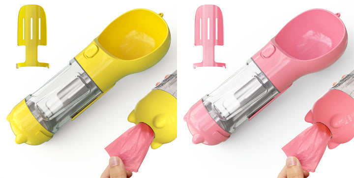 Pet Water Bottle Feeder Bowl Garbage Bag Storage Portable Pet Outdoor Travel 3 In 1 Dog Water Bottle - ZEYTONCART