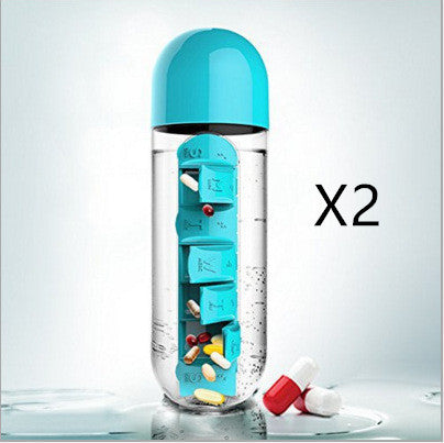 Direct Selling Two-In-One Water Cup Pill Box 7-Day Pill Box 7 Grids Outdoor Easy To Carry Water Bottle One Week With Pill Box Cup - ZEYTONCART