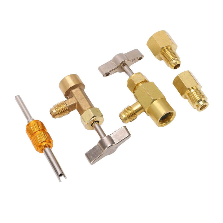 R134A Self Sealing Can Tap Valve Brass Puncture Style Dispenser Valve with Refrigerant Tank Adapters for Air Condition - ZEYTONCART