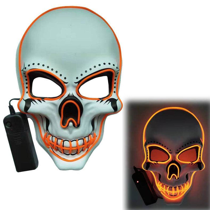 Glowing Mask Scary Ghost Face Halloween Funny White Skull Mask LED Glowing Props - ZEYTONCART