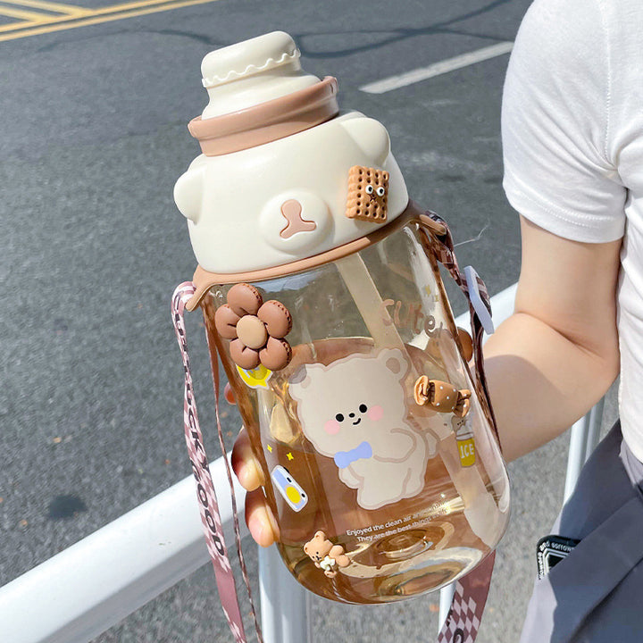 Summer Large-capacity Cross-body Bear Strap Water Cup - ZEYTONCART