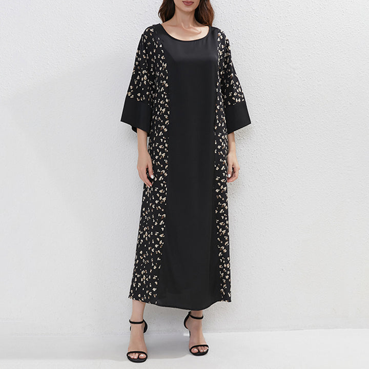Women's Plus Size Floral Print Tunic Dress With Belt, Middle Eastern Style Muslim Long Dress - ZEYTONCART