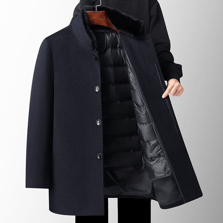 Men's Wool Overcoat Autumn And Winter New Mid-length Thickening Detachable Down Feather Liner - ZEYTONCART