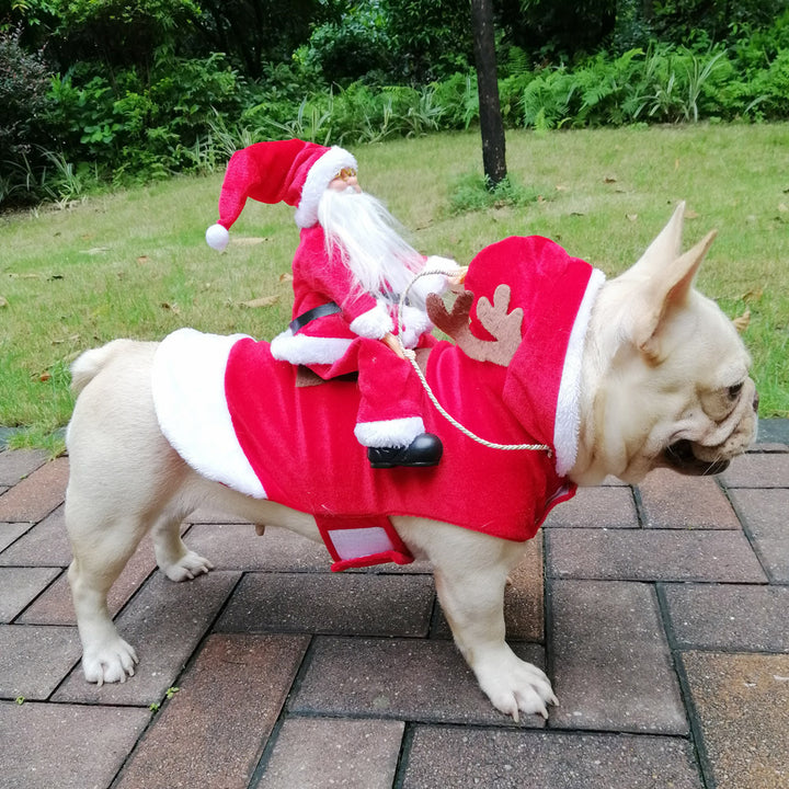 Dog Christmas Clothes Santa Claus Riding Deer - ZEYTONCART