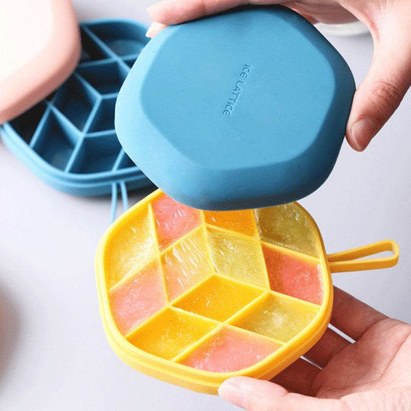 Silicone 12 Cavity Hexagon 3D Ice Mold DIY Popsicle Mould Ice Cream Makers Storage Box - ZEYTONCART