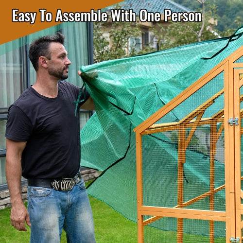 Wooden Chicken Coop Large Kitten Playpen With Waterproof Cover And Two Small Gates For Chicken Run - ZEYTONCART