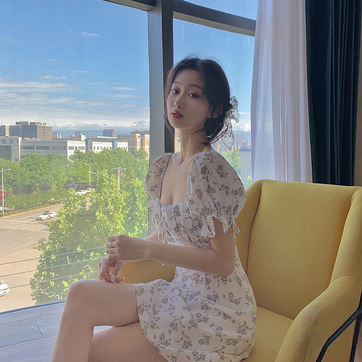 Floral short-sleeved dress - ZEYTONCART