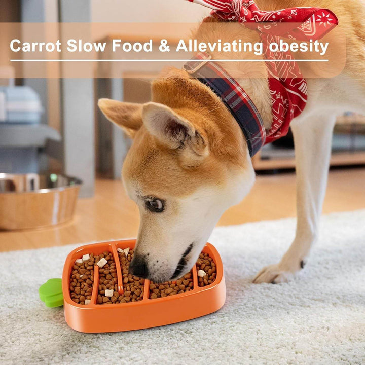 Slow Feeder Dog Bowl, Dog Food Bowl For Small & Medium-Sized Dogs, Carrot Design Dog Bowls,Non-Slip Dog Slow Feeder Bowls, Pet Slow Feeder Bowl For Dry Wet Food - ZEYTONCART