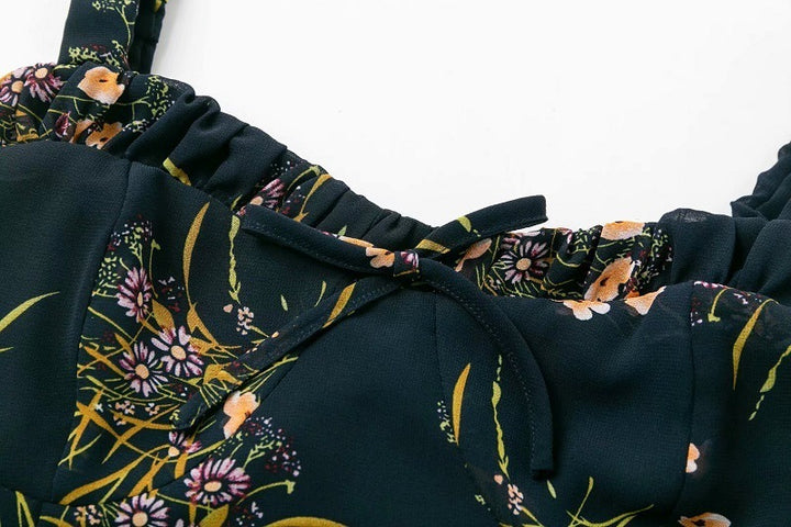 Retro floral floral dress with sling - ZEYTONCART