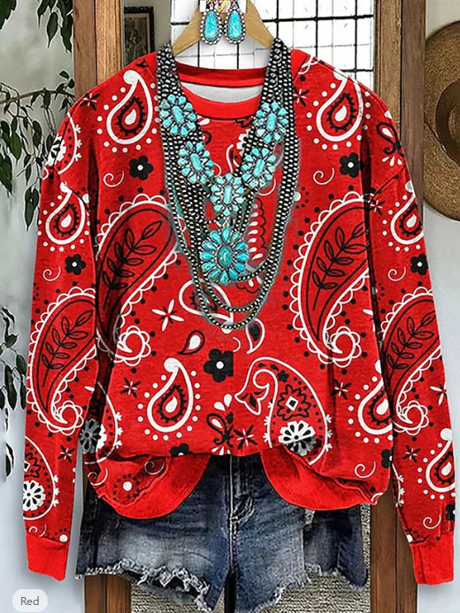 European And American Printing Long Sleeve Casual Top Autumn Winter Sweater - ZEYTONCART