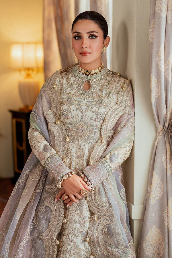 Exquisite 3-Piece Ensemble Featuring Swarovski Crystal Embellishments and Intricate Handwork EMBROIDERED NET CH13-06 UNSTITCHED - ZEYTONCART