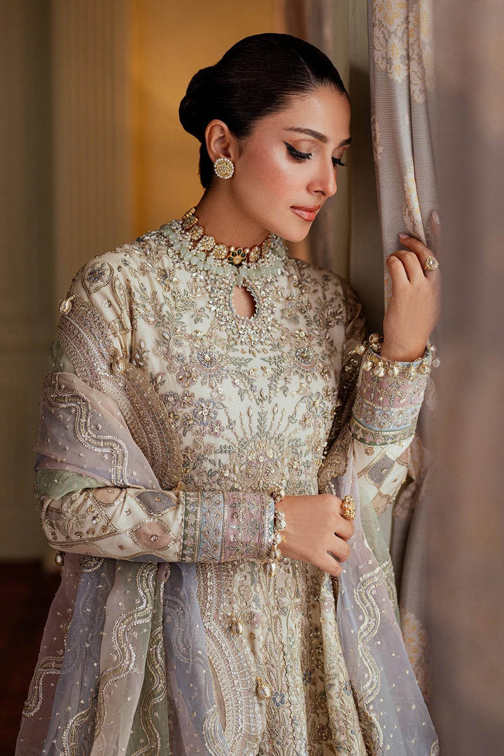 Exquisite 3-Piece Ensemble Featuring Swarovski Crystal Embellishments and Intricate Handwork EMBROIDERED NET CH13-06 UNSTITCHED - ZEYTONCART
