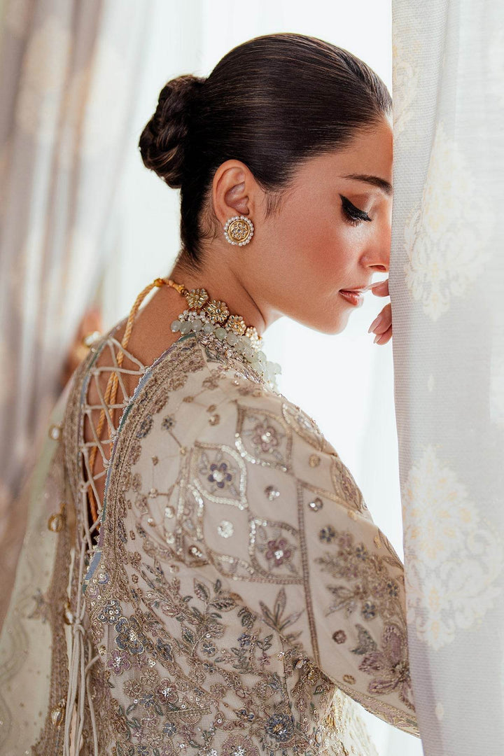 Exquisite 3-Piece Ensemble Featuring Swarovski Crystal Embellishments and Intricate Handwork EMBROIDERED NET CH13-06 UNSTITCHED - ZEYTONCART