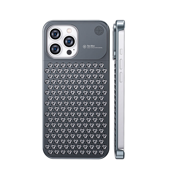 Aluminum Alloy Phone Case For 14 13 Pro Max Plus Hollow Heat Dissipation Anti-fall Full Body Shockproof Phone Cove - ZEYTONCART