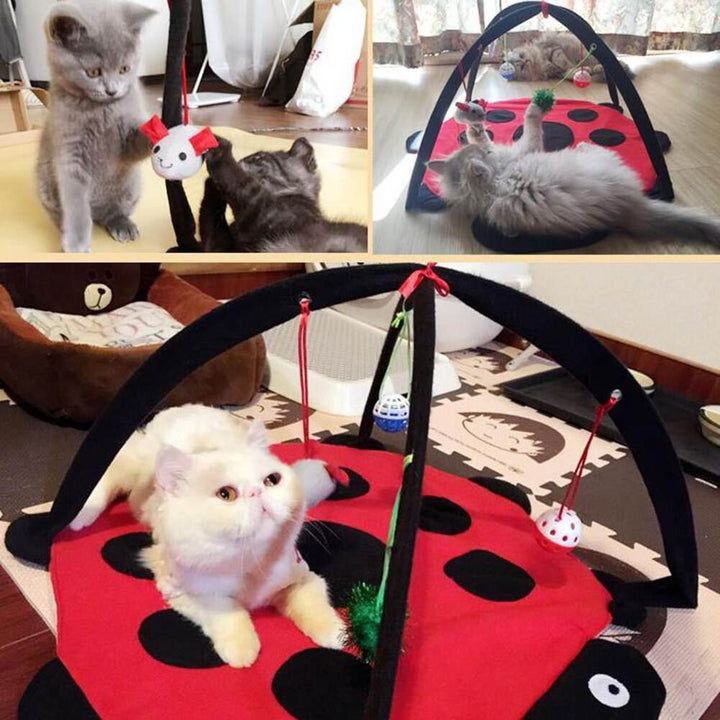 Cartoon Cat Play Tent Multifunctional Cat Hammocks Kitten Sleep Bed Foldable Cat Mat with Balls Cat Play House Toy - ZEYTONCART