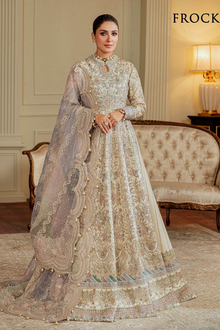 Exquisite 3-Piece Ensemble Featuring Swarovski Crystal Embellishments and Intricate Handwork EMBROIDERED NET CH13-06 UNSTITCHED - ZEYTONCART