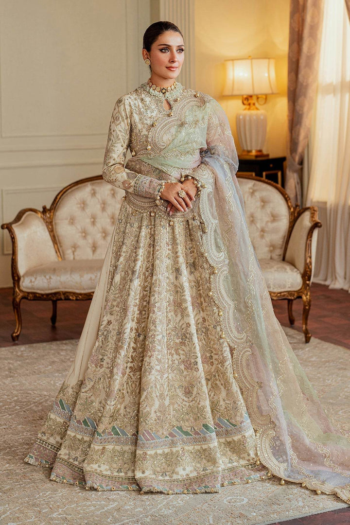 Exquisite 3-Piece Ensemble Featuring Swarovski Crystal Embellishments and Intricate Handwork EMBROIDERED NET CH13-06 UNSTITCHED - ZEYTONCART