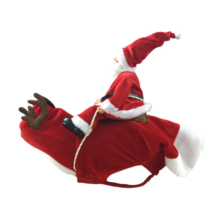 Dog Christmas Clothes Santa Claus Riding Deer - ZEYTONCART