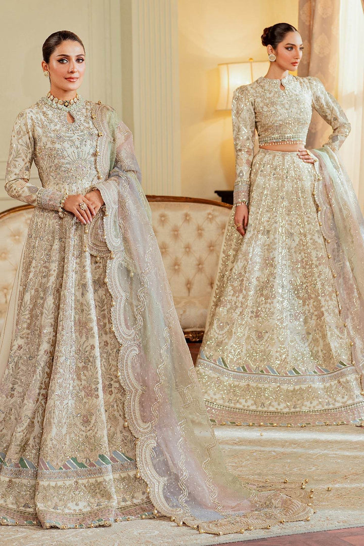 Exquisite 3-Piece Ensemble Featuring Swarovski Crystal Embellishments and Intricate Handwork EMBROIDERED NET CH13-06 UNSTITCHED - ZEYTONCART