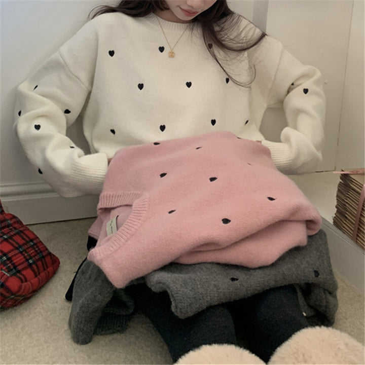 Autumn And Winter Temperament Crew Neck Lovely Loose Soft Glutinous Pullover Sweater For Women - ZEYTONCART