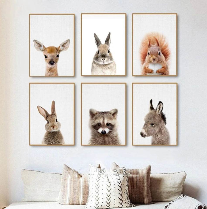Woodland Nursery Wall Art Animal Canvas Painting - ZEYTONCART