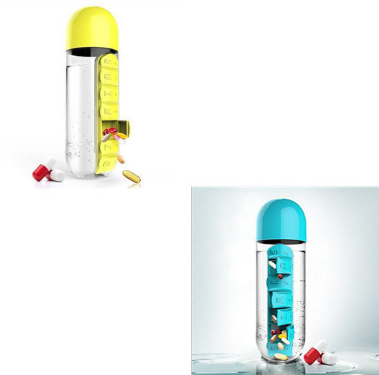Direct Selling Two-In-One Water Cup Pill Box 7-Day Pill Box 7 Grids Outdoor Easy To Carry Water Bottle One Week With Pill Box Cup - ZEYTONCART