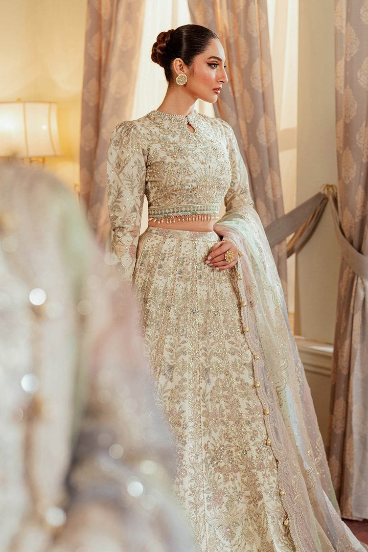 Exquisite 3-Piece Ensemble Featuring Swarovski Crystal Embellishments and Intricate Handwork EMBROIDERED NET CH13-06 UNSTITCHED - ZEYTONCART