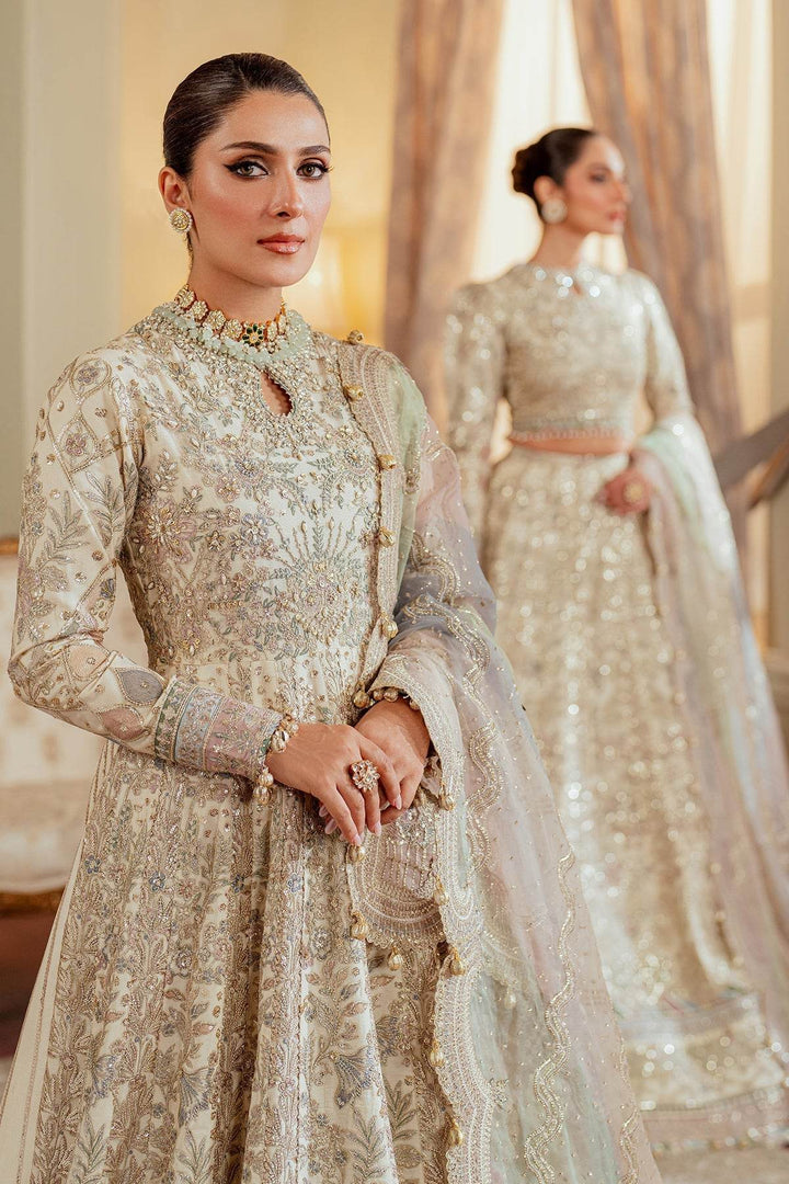 Exquisite 3-Piece Ensemble Featuring Swarovski Crystal Embellishments and Intricate Handwork EMBROIDERED NET CH13-06 UNSTITCHED - ZEYTONCART