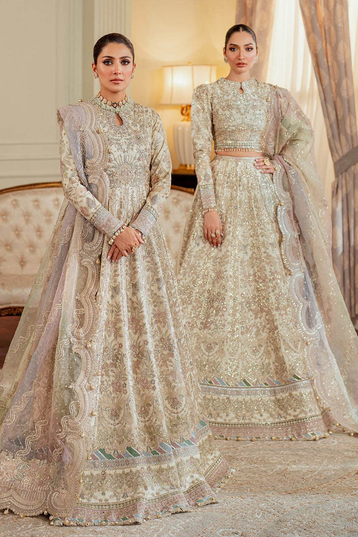 Exquisite 3-Piece Ensemble Featuring Swarovski Crystal Embellishments and Intricate Handwork EMBROIDERED NET CH13-06 UNSTITCHED - ZEYTONCART